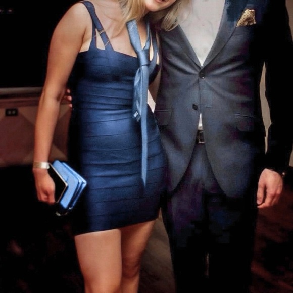 {for sale as relist} HERVE LEGER Navy Blue Zinnia Bandage Dress - Picture 7 of 7